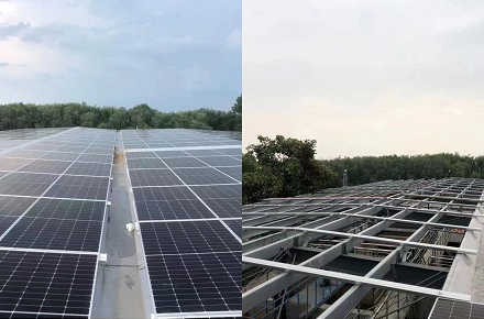 Stalen structuur zonder tegel BIPV-constructie voltooid
